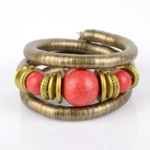 Turquoise red multi-layered bracelet