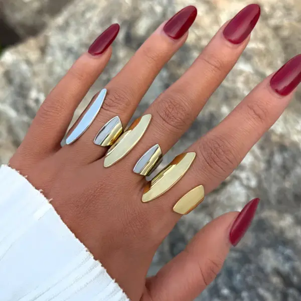 oly-2532e8d5661c4779cd23b9b7e89adf6a Wholesale PVD Coated Real Gold Plated 18K Gold Geometric 304 Stainless Steel Casual Simple Style Waterproof Non Tarnish Open Rings