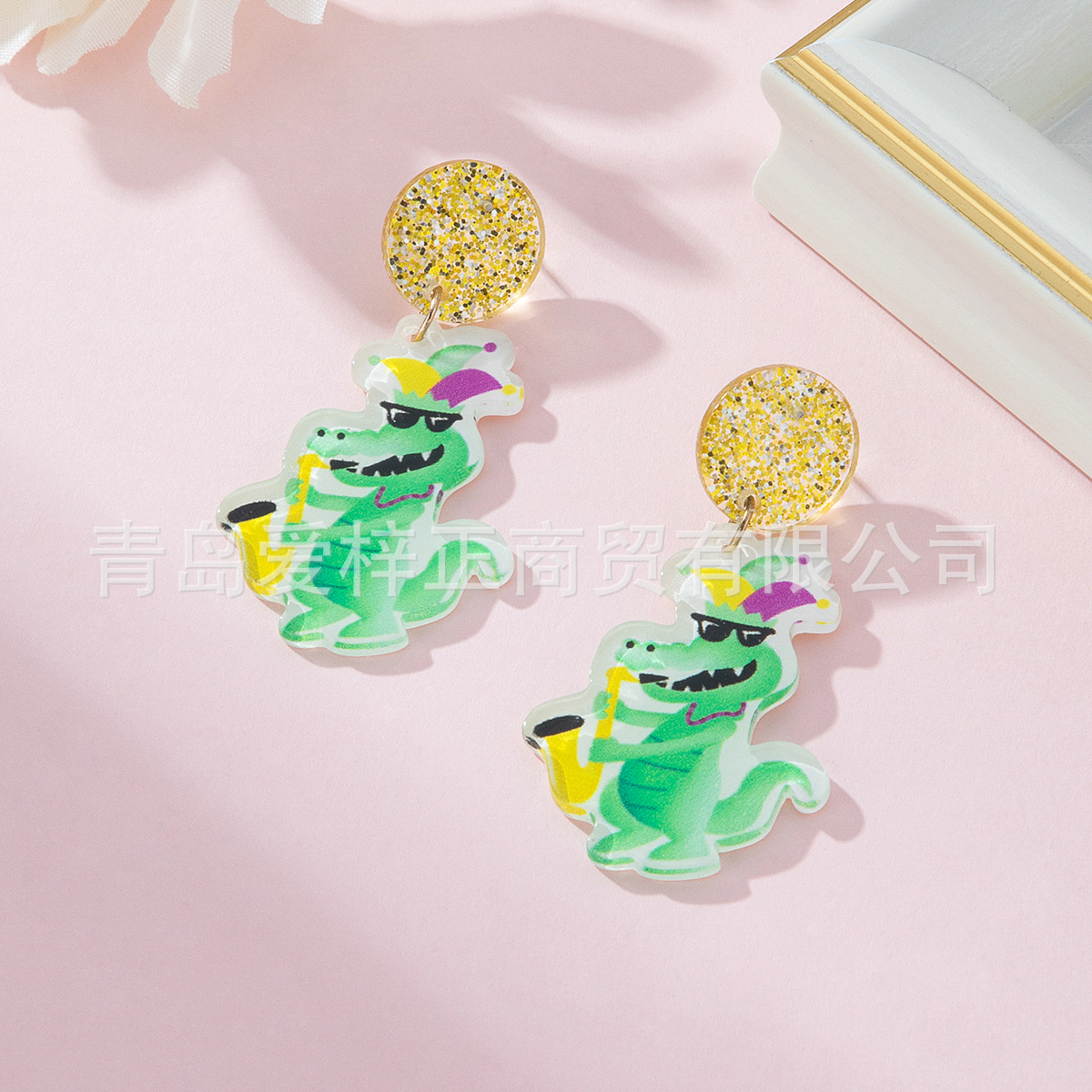 Wholesale Cross-border Explosions Greek Acrylic Carnival Cute Naughty Crocodile Design Women's Fashion Drop Earrings Crazy