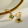 Wholesale Round Jewelry Set With Bezel Setting, 18K Gold Plated 304 Stainless Steel, PVD Coated, Zircon, Cable Chain
