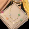 Wholesale PVD Coated Real Gold Plated Printing Titanium Steel Sweet Waterproof Non Tarnish Bracelets Necklace