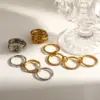 Wholesale Geometric Electroplated Rings For Women In 304 Stainless Steel With 18K Real Gold Water Plating And Zircon Inlay