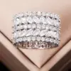 Wholesale Geometric Claw Setting Ring For Women In Copper With White K Water Plating And Zircon Inlay