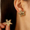 Wholesale  Hot French Retro All-match Style Starfish Love Earrings Titanium Steel Fadeless Valentine's Day Earrings
