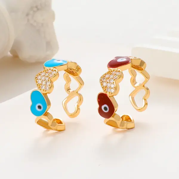 Wholesale Vintage Style Simple Style Eye Copper Plating Inlay Zircon 14k Gold Plated Open Ring