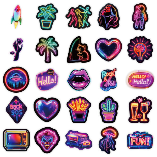 Wholesale 50 selling colorful neon graffiti stickers selling neon cherry waterproof decorative stickers