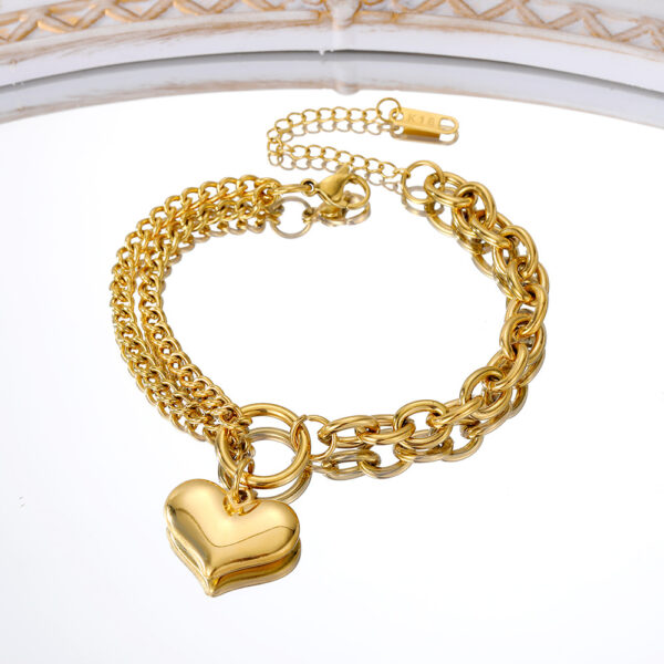 oly-2577360b2a607a5f53a8fb9e000bbe06 Wholesale peach heart stainless steel bracelet fashion personality trendy bracelet double-layer love titanium steel bracelet