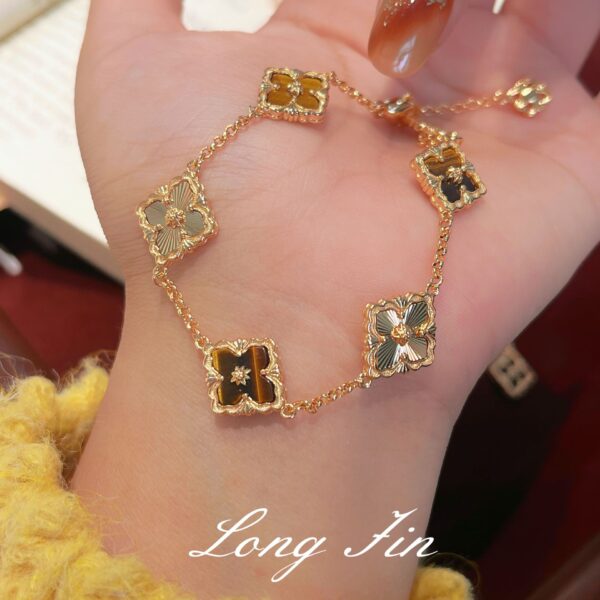 Wholesale Copper four-leaf clover window decoration charoite jewelry set necklace bracelet earring ring