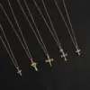 Wholesale 304 Stainless Steel Cross Electroplated Zircon Gold Plated Glam Modern Style Shiny Plating Inlay Gold Necklace