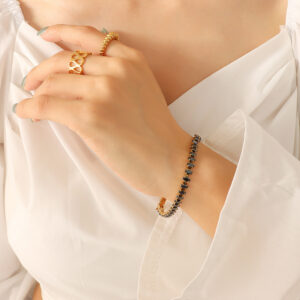 E314-Black Zircon Bracelet -17cm