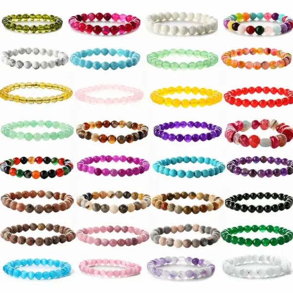 Wholesale Retro Solid Color Beaded Natural Stone Bracelets