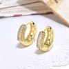Wholesale 1 Pair Streetwear Leaves Plating Inlay Copper Zircon Hoop Earrings