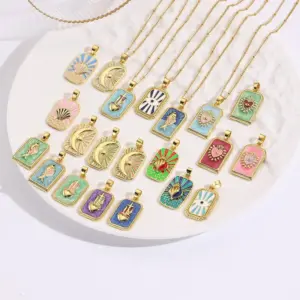 Wholesale Handmade Moon Pendant Necklace With Golden Plated Copper And Water Plating, Featuring Ball Chain In Sibling Suit Style