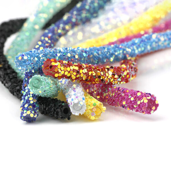 Wholesale Seven-color sequin drill pipe glitter powder rope with rubber hose AB dazzling rainbow shoes and hats drill decorative rope diy jewelry accessories