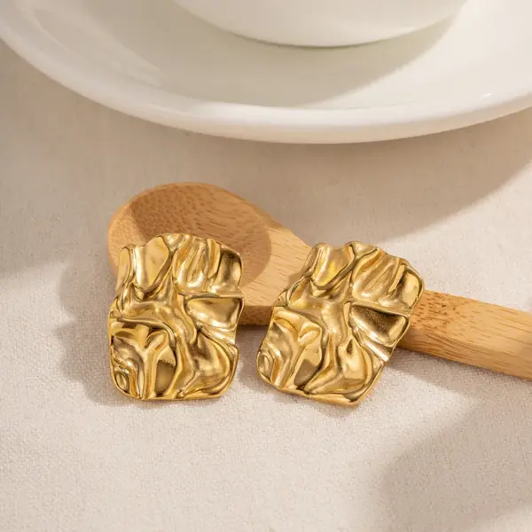 Wholesale 304 Stainless Steel Square PVD Coated Commute Waterproof Non Tarnish Plating Gold Earrings