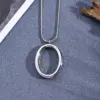 Wholesale Jewelry IG Style Casual Modern Style Oval 304 Stainless Steel Polishing Snake Chain Pendant Necklace