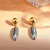 Wholesale Asymmetrical Round Stud Earrings For Women, 304 Stainless Steel With 18K Real Gold PVD Coated Plating, 0.03µm Thickness
