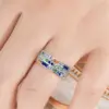 Wholesale Geometric Women’s Ring In Copper With White K Water Plating, Claw Setting Featuring Zircon Inlay