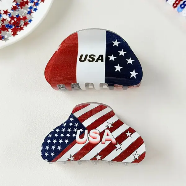 Wholesale American Flag Hair Claws For Women In Acrylic, Commute Style Hairpin Perfect For Independence Day And Spring