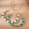 Wholesale Bohemian Imitation Pearl Peach Heart Bracelet Semi-Precious Stone Imperial Stone Heart Valentine's Day Jewelry 3mm Copper Bead Bracelet
