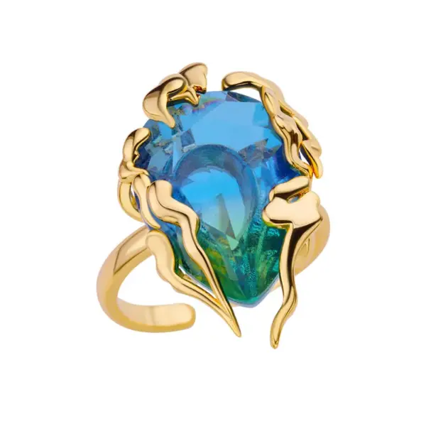 Wholesale Copper Geometric Flower Butterfly PVD Coated Zircon Elegant Retro Waterproof Non Tarnish Plating Open Rings
