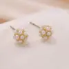 Wholesale 1 Pair Elegant Glam Flower Inlay Alloy Pearl Ear Studs