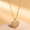 oly-26166f3b3042655c284a7ccce60d81f3 Wholesale Jewelry Elegant Glam Heart Shape Stainless Steel Zircon Plating Inlay Pendant Necklace