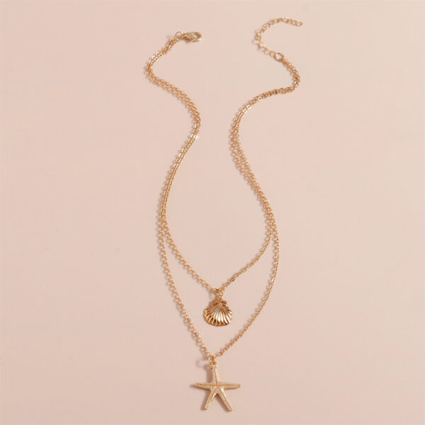 oly-2620124ccec48e3b1f283a0de49d406b Wholesale Jewelry Simple Beach Shell Starfish Five-Pointed Star Double-Layer Necklace Necklace for Women Shein Style
