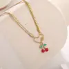 Wholesale Ion Plating (IP) 18K Gold Plated Cherry 304 Stainless Steel Classic Style Waterproof Non Tarnish 304 Stainless Steel Pendant Necklace