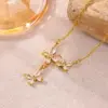 Wholesale Three-dimensional Palm Pendant Necklace For Women With 18K Real Gold Plated Copper And Zircon Inlay, PVD Coated Cable Chain