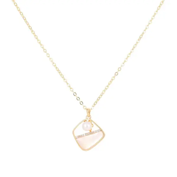 Wholesale Asymmetrical Shell Necklace For Women Featuring Copper Pendant With Electroplated Gold Plating