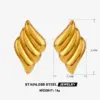 Wholesale Ion Plating (IP) 18K Gold Plated Heart Shape Wings 304 Stainless Steel IG Style Waterproof Non Tarnish Ear Studs