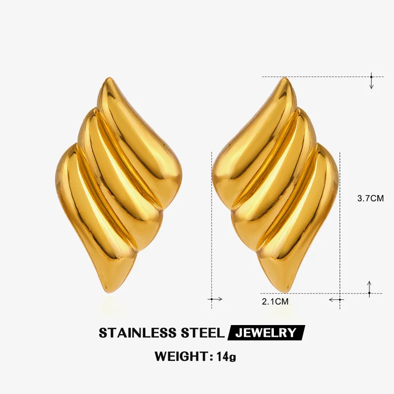 Wholesale Ion Plating (IP) 18K Gold Plated Heart Shape Wings 304 Stainless Steel IG Style Waterproof Non Tarnish Ear Studs