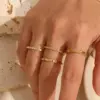 Wholesale PVD Coated Real Gold Plated 18K Gold Geometric 304 Stainless Steel IG Style Waterproof Non Tarnish Rings