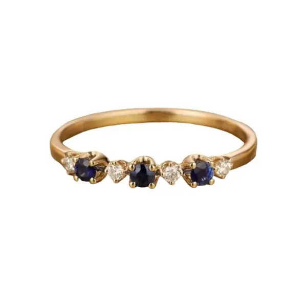 Wholesale Gradient Color Blue White Zircon Ring For Women Fashionable Personality Creative Index Finger Ring Light Luxury European Style