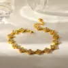 Wholesale Flowers Bracelet For Women In 304 Stainless Steel With 18K Real Gold Plated Coating 0.03µm Featuring Zircon And Handmade Chain