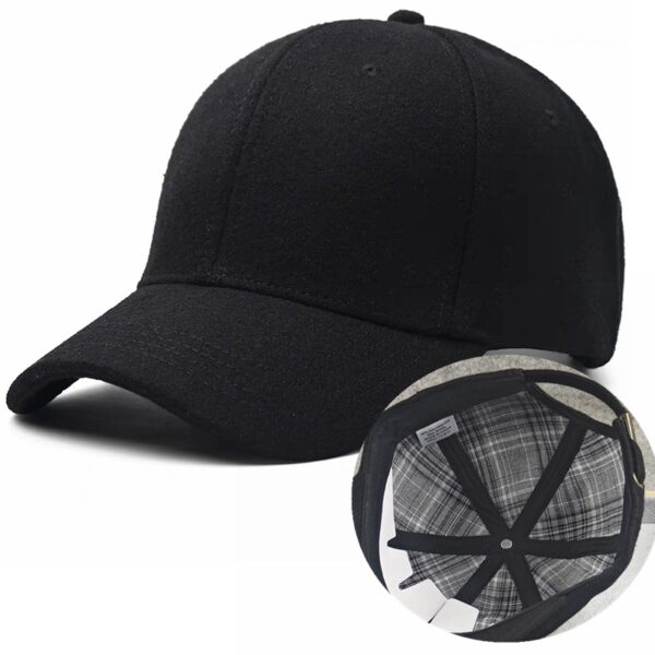 Wholesale Big Head Wool Warm Baseball Cap Men's Winter Thickened Cold-proof Dad Grandpa Hat plus size Cap Men's