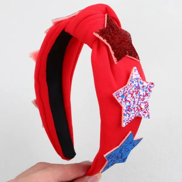 oly-2667c7705b247371c0a846773aef631f Wholesale Sequin Big Star Headband Fabric Party Headband American Independence Day Bow Hair Accessory Simple Women's Suitable
