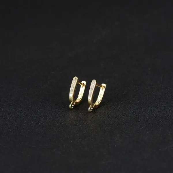 Wholesale Paper Clip Earrings For Women With Copper Posts, Electroplated And 14K Real Gold Plated Featuring Zircon Inlay