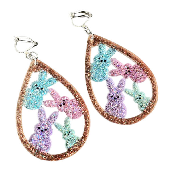 oly-26726cd59b062ce9849d0eba2a276892 Wholesale Source Easter Children Little Girl Ear Clip Rabbit Text Mushroom Element Shiny Earrings