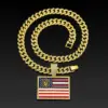 Wholesale Hip-Hop Necklace Featuring American Flag Pattern In Gold And Silver Colors