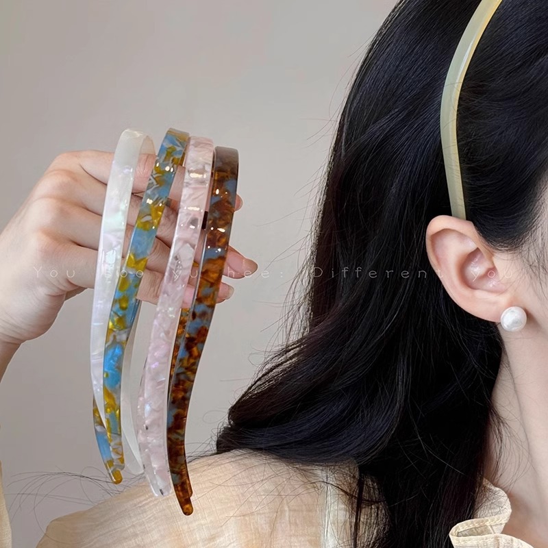 Wholesale No Ear Bone Glasses Acetate Hairband Women 2024 New Summer Fine Headband Advanced Sense Niche Hair Accessories Headwear