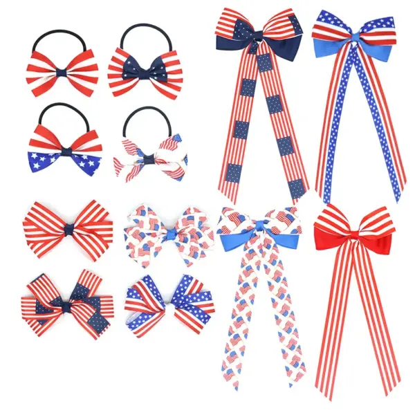 Wholesale Decorative Bow Hair Clip American Independence Day Flag Design Girl Hairband Festival Accessories Hair Clip