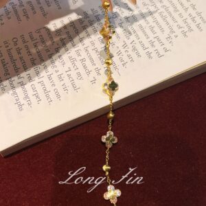 Sl520 four leaves autumn gold and white diamond bracelet
