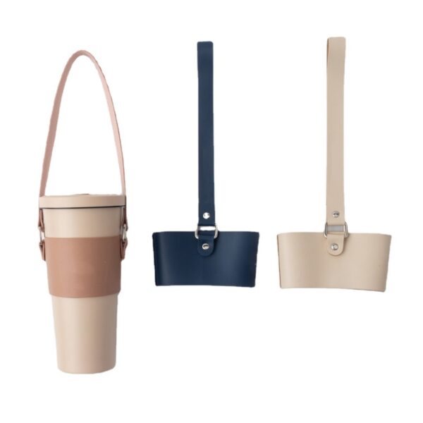 Wholesale Spot portable cup cover thickened milk tea cup accessories outdoor portable bag PU leather non-slip cup cover