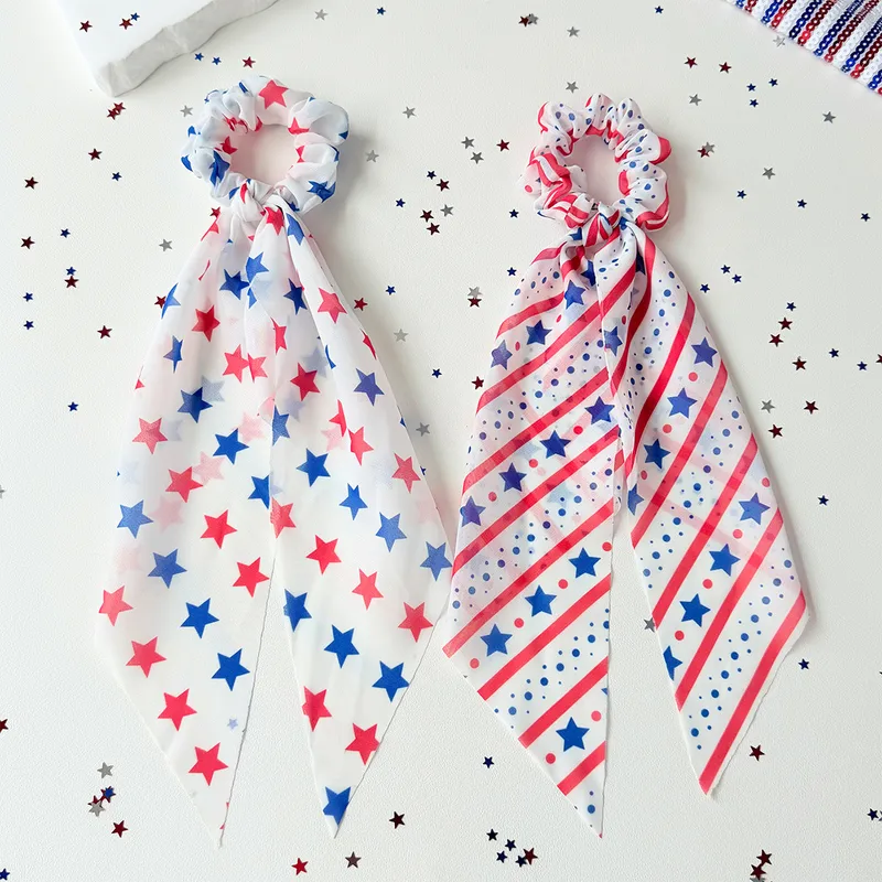 Wholesale American Flag Hair Tie For Women In Chiffon, Perfect For Independence Day And Spring And Summer