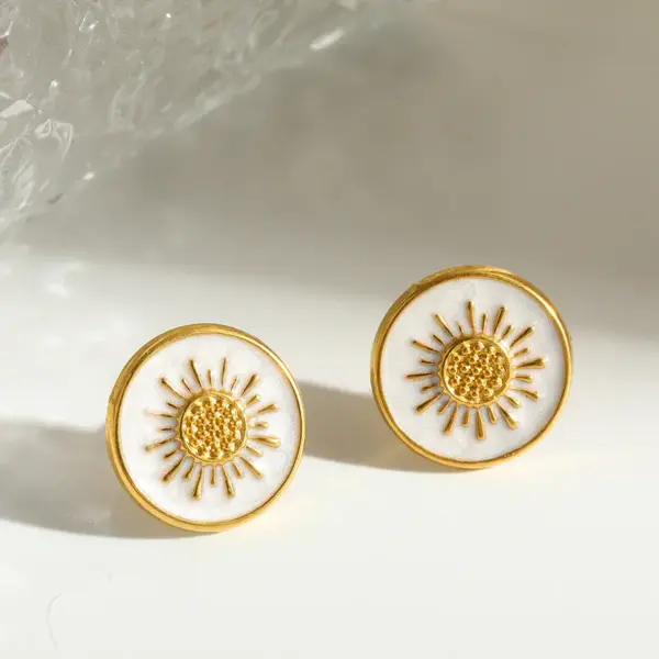 Wholesale Sun Independence Day Jewelry Set For Unisex Featuring 304 Stainless Steel With 18K Real Gold Plated Ball Chain