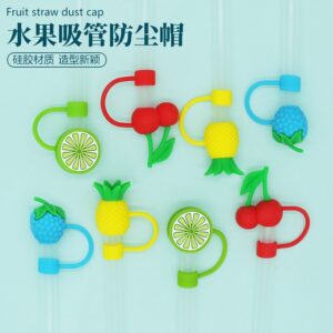 oly-26c89d902cbd321eedeec35738808bdb Wholesale large diameter 10MM straw cap silicone fruit straw sleeve solid color small cute straw plug