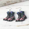 Wholesale 1 Pair Retro Bow Knot Boots Wood Drop Earrings