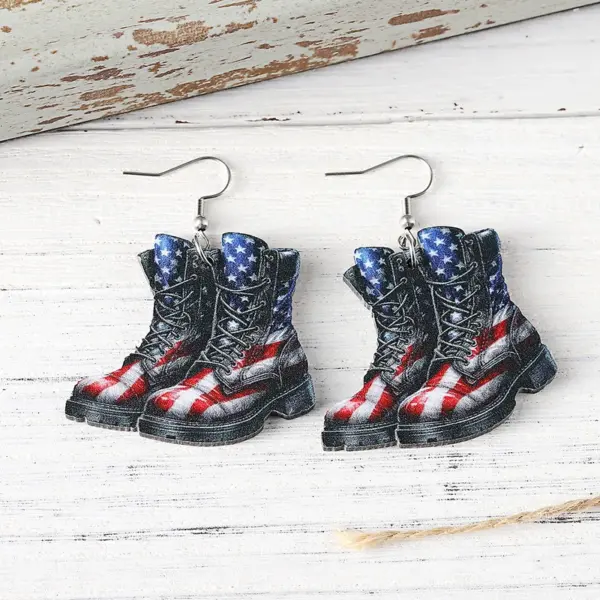 Wholesale 1 Pair Retro Bow Knot Boots Wood Drop Earrings